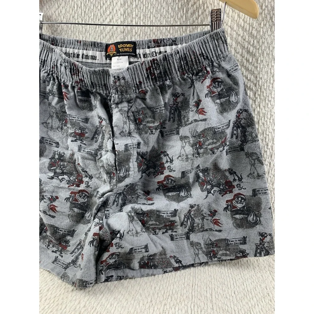 Vintage Looney Tunes Taz Boxers Men's Sz XL 40-42 Christmas Gray 2000 Y2K Cotton